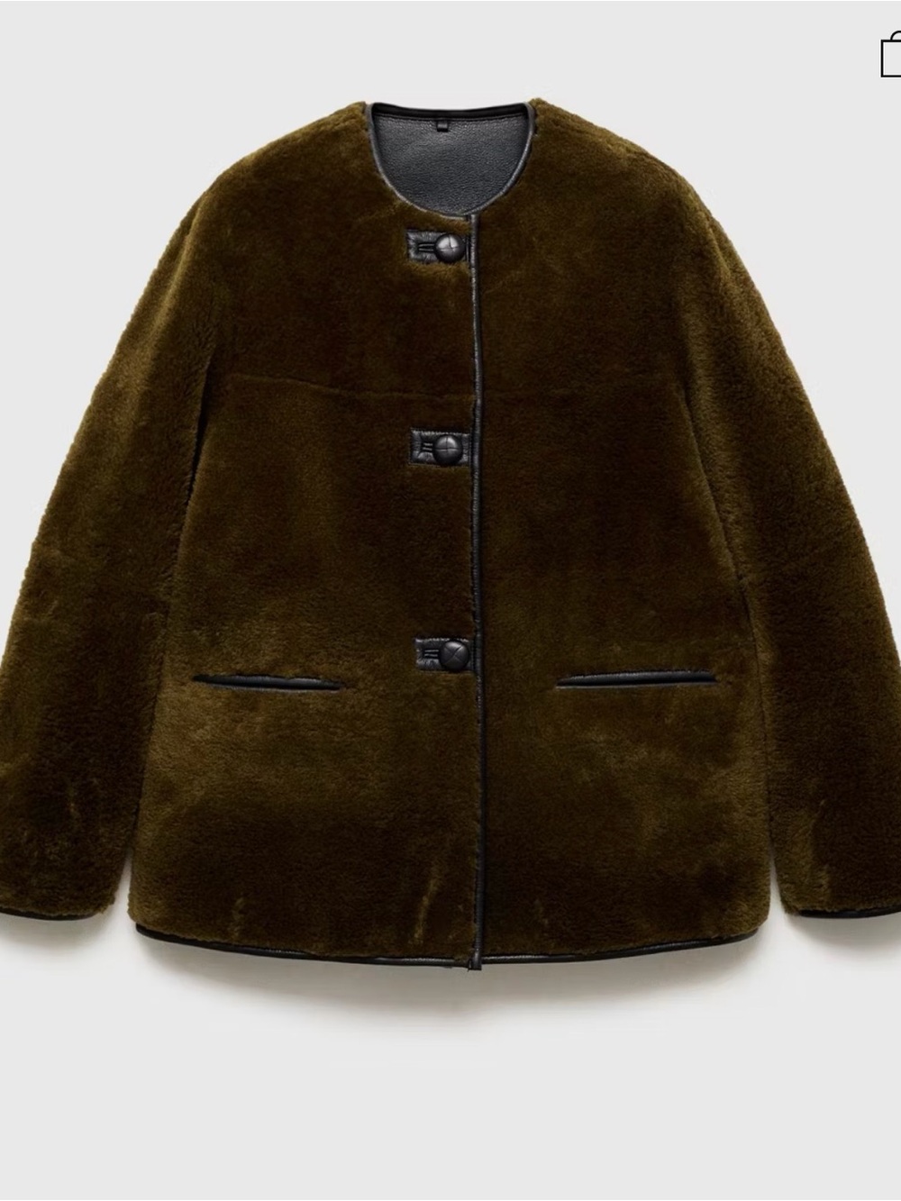 NWT Mango Khaki Faux Fur Coat Jacket with Appliqués